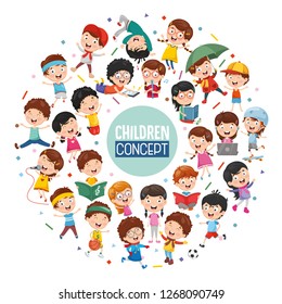 Vector Illustration Of Children Concept Design