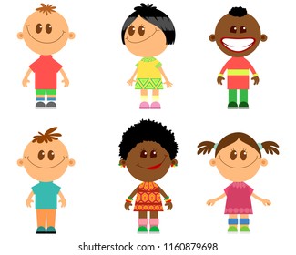 Vector illustration of children of different nationalities