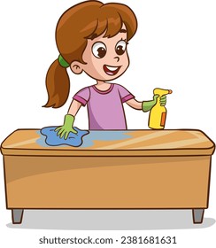 vector illustration Of Children Doing Various Houseworks.