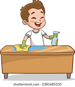 ilustración vectorial de niños haciendo varias tareas domésticas.