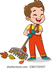 vector illustration Of Children Doing Various Houseworks.