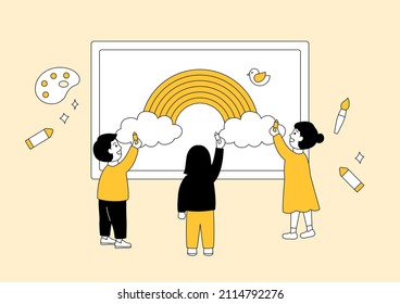 Vector illustration of children drawing.