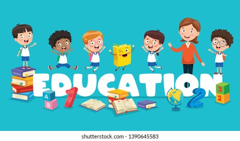 Vector Illustration Of Children Education
