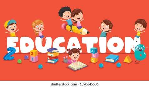 Vector Illustration Of Children Education