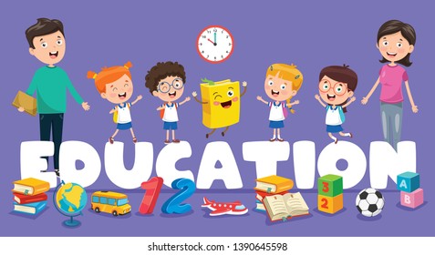 Vector Illustration Of Children Education