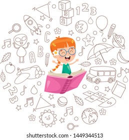 Vector Illustration Of Children Education