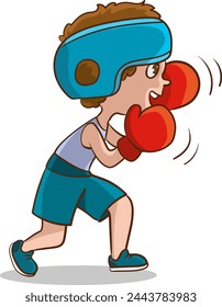 Vektor-Illustration von Kindern mit einem Boxkampf.Vektor-Illustration von Child Boxer mit Boxhandschuhen