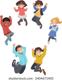 Ilustración vectorial de niños saltando.