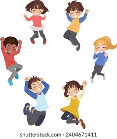 Vector illustration of children jumping.