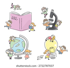 Ilustración vectorial del aprendizaje de los niños.