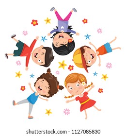 Vector Illustration Of Children Lying