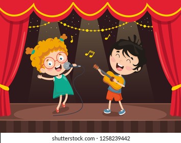 Vector Illustration Of Children Music
