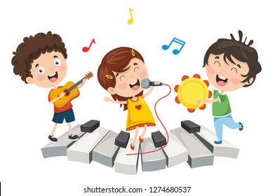 Vector Illustration Of Children Music