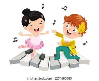 Vector Illustration Of Children Music