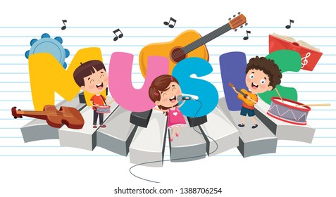 Vector Illustration Of Children Music Background