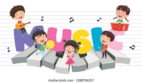 Vector Illustration Of Children Music Background
