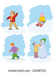 Vector illustration of a children onside winter game