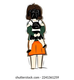 vector illustration of children and parents, meaning a lot of love from a mother or father.