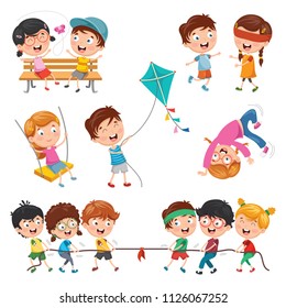Vector Illustration Of Children Playing