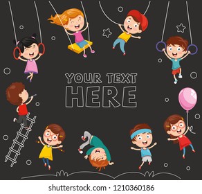 Vector Illustration Of Children Playing