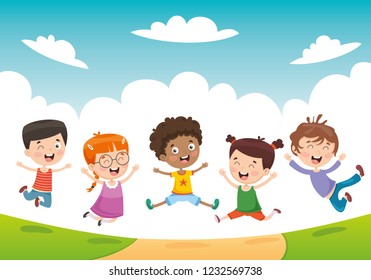 Vector Illustration Children Playing Stock Vector (Royalty Free ...