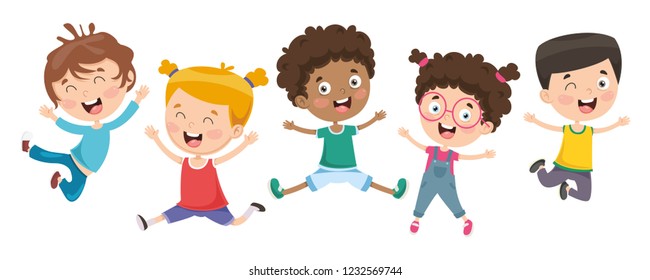 Vector Illustration Of Children Playing