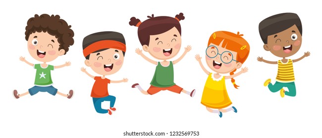 Vector Illustration Of Children Playing