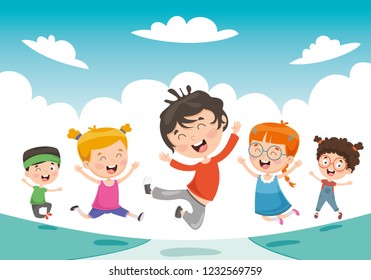 Vector Illustration Of Children Playing