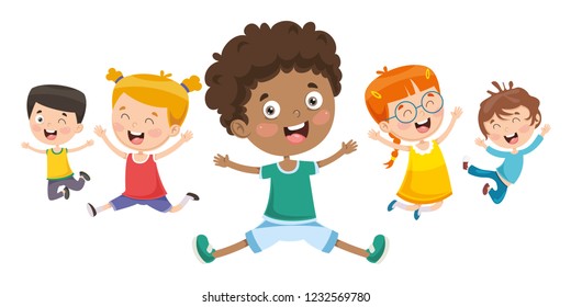 Vector Illustration Of Children Playing