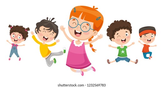 Vector Illustration Of Children Playing