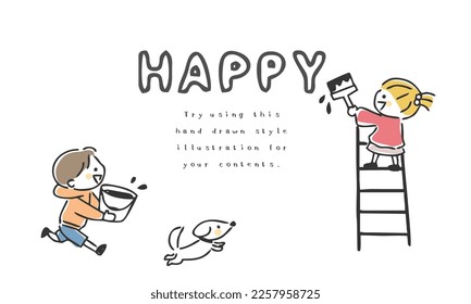 Vector illustration of children playing.