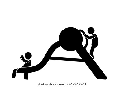 Vector Illustration of Children Playing at an Outdoor Playground