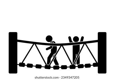 Vector Illustration of Children Playing at an Outdoor Playground