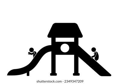 Vector Illustration of Children Playing at an Outdoor Playground
