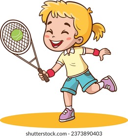 vector illustration of children playing tennis