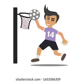 Vector Illustration of Children practicing Playing Basketbal