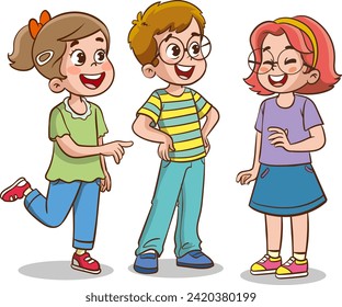 Ilustración vectorial de niños sonriendo y hablando