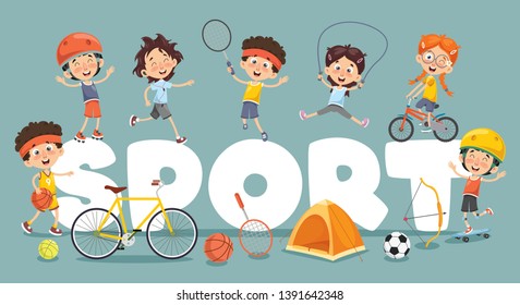 Vector Illustration Of Children Sport Background