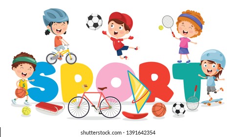 Vector Illustration Of Children Sport Background