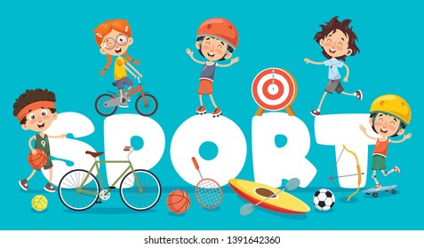 Vector Illustration Children Sport Background Stock Vector (Royalty ...