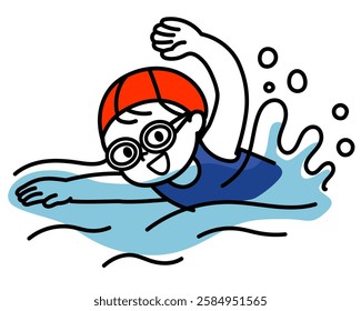 Vector illustration of children swimming