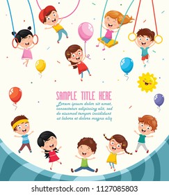 Vector Illustration Of Children Swinging