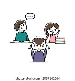 Vector illustration of children troubled in classroom.