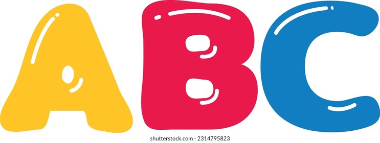 Vector illustration of children's ABC letters. Lettering for kindergarten and children's education. Learn to read.
