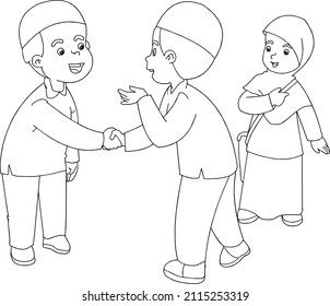 vector illustration of children's activities (Muslim)