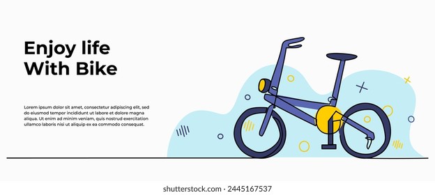 Vector illustration of children's bicycle. Modern flat in continuous line style.