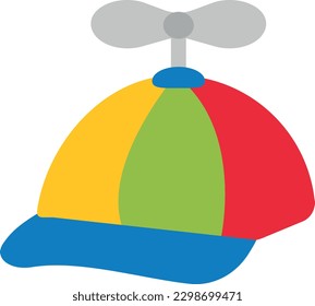 Ilustración vectorial de una gorra para niños con un spinner. Juguetes y niñez. Tapones de hélice para los niños.