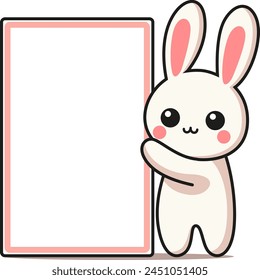 Vector illustration in children's cartoon Style note sticker with Funny bunny, children's animal sticker for notes