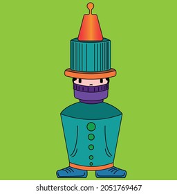 vector illustration of a childrens character with conical shape