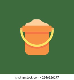 Vector illustration of children's colored sand bucket icon for kids.